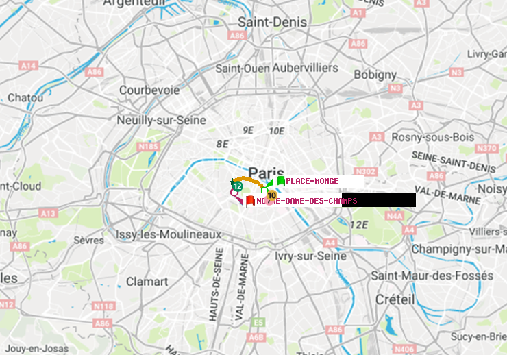 plan itinéraire ratp de Place Monge (Jardin des Plantes) à Notre-Dame des Champs