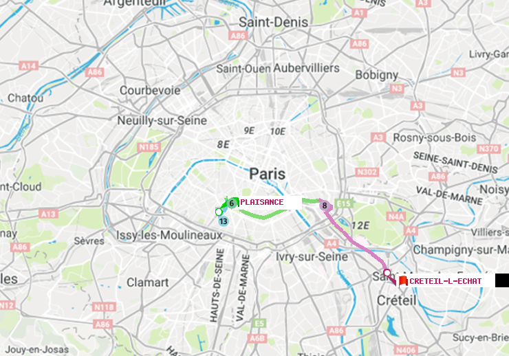 plan itinéraire ratp de Plaisance à Créteil-L