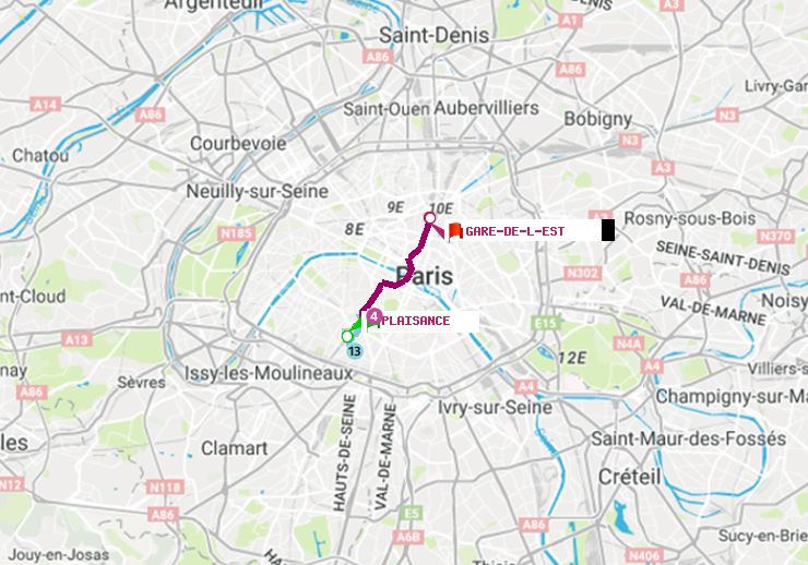 plan itinéraire ratp de Plaisance à Gare de l