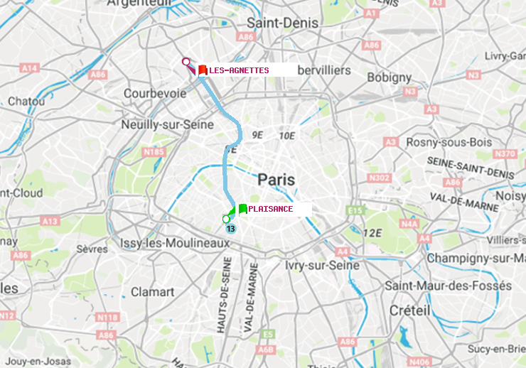 plan itinéraire ratp de Plaisance à Les Agnettes