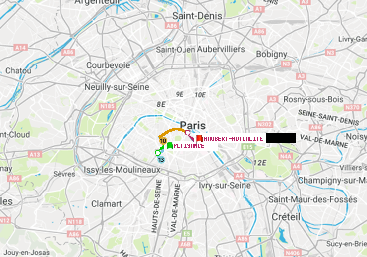 plan itinéraire ratp de Plaisance à Maubert-Mutualité