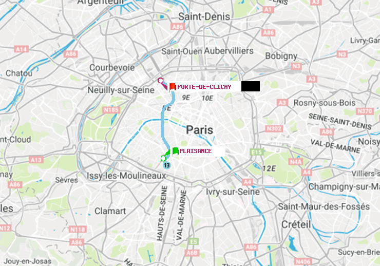 plan itinéraire ratp de Plaisance à Porte de Clichy