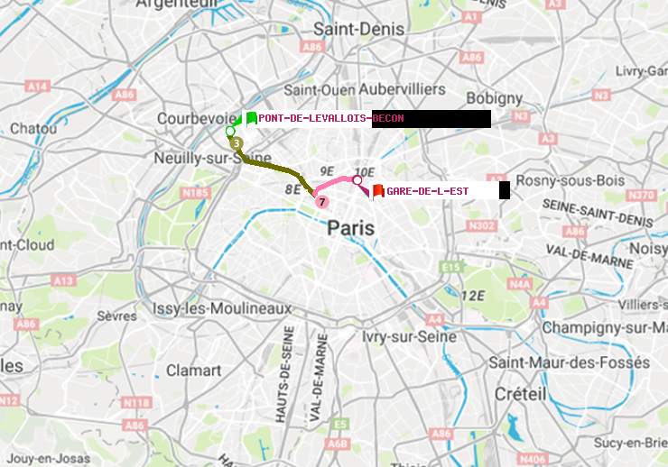 plan itinéraire ratp de Pont de Levallois-Bécon à Gare de l