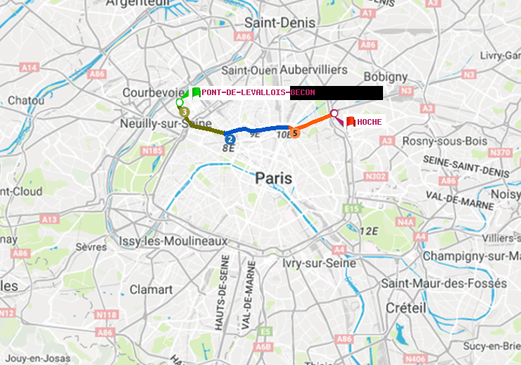 plan itinéraire ratp de Pont de Levallois-Bécon à Hoche