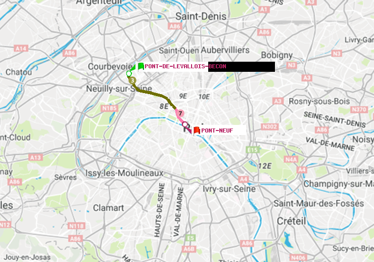 plan itinéraire ratp de Pont de Levallois-Bécon à Pont Neuf