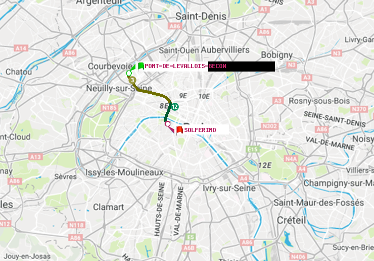 plan itinéraire ratp de Pont de Levallois-Bécon à Solférino