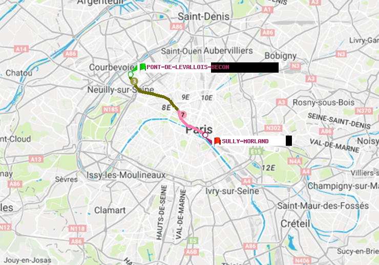 plan itinéraire ratp de Pont de Levallois-Bécon à Sully-Morland