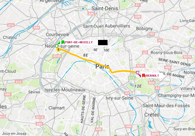 plan itinéraire ratp de Pont de Neuilly à Bérault
