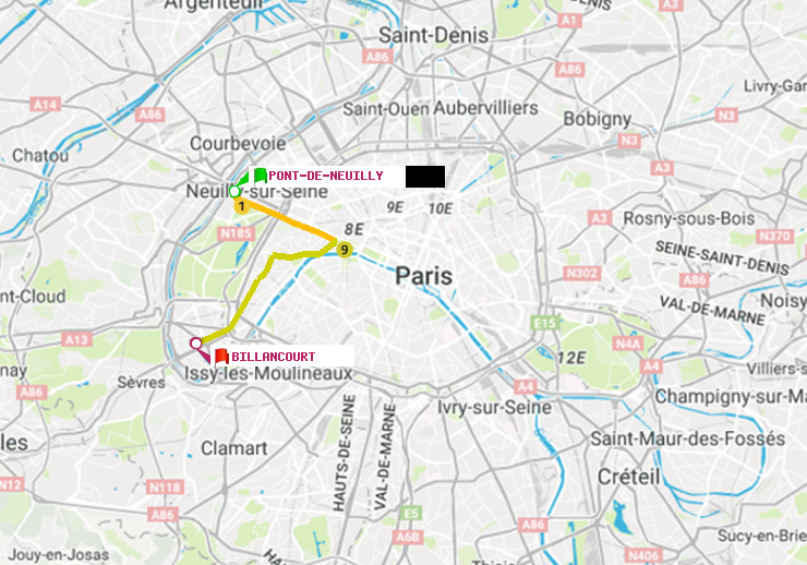 plan itinéraire ratp de Pont de Neuilly à Billancourt