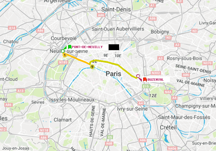 plan itinéraire ratp de Pont de Neuilly à Buzenval