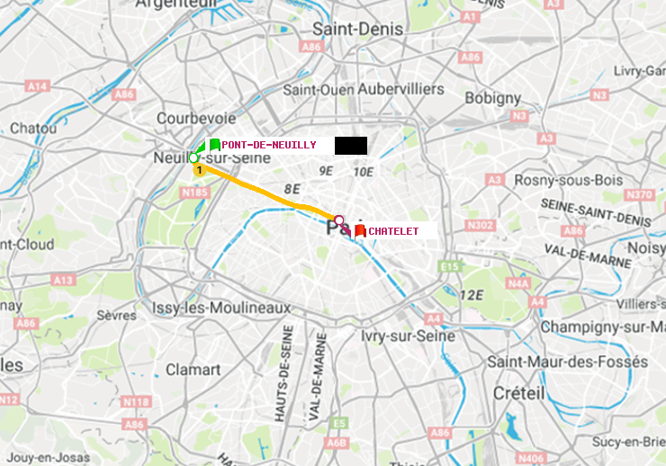 plan itinéraire ratp de Pont de Neuilly à Châtelet