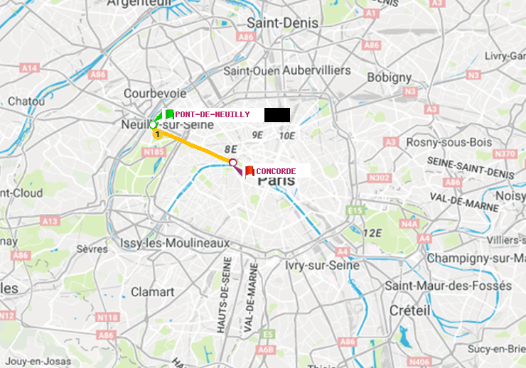 plan itinéraire ratp de Pont de Neuilly à Concorde