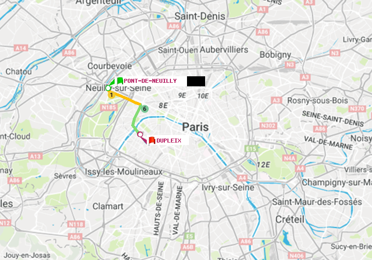 plan itinéraire ratp de Pont de Neuilly à Dupleix