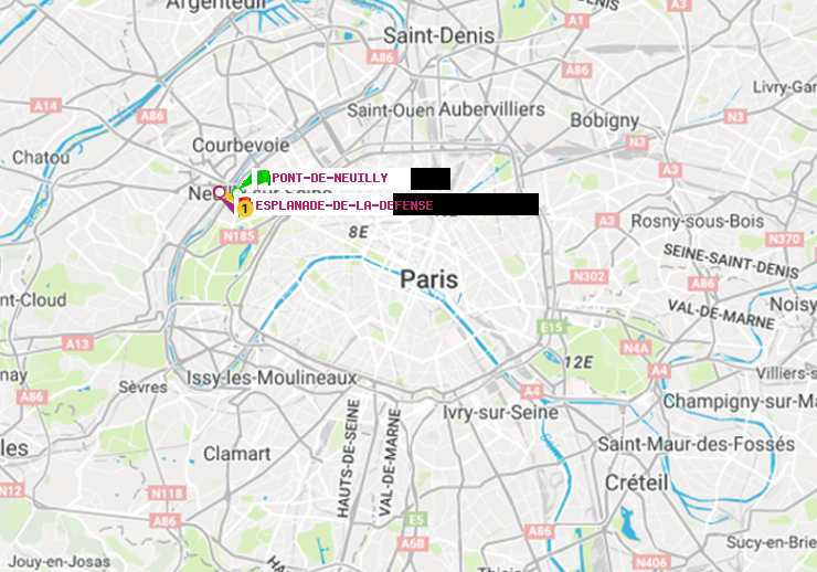 plan itinéraire ratp de Pont de Neuilly à Esplanade de la Défense