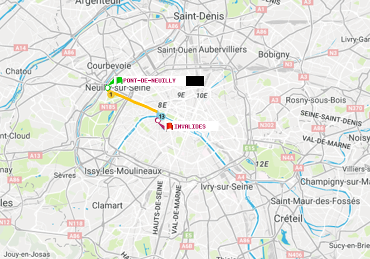 plan itinéraire ratp de Pont de Neuilly à Invalides