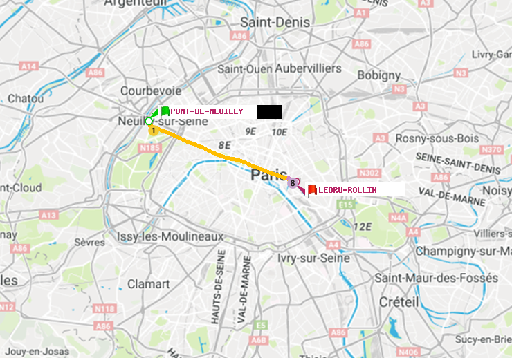 plan itinéraire ratp de Pont de Neuilly à Ledru-Rollin