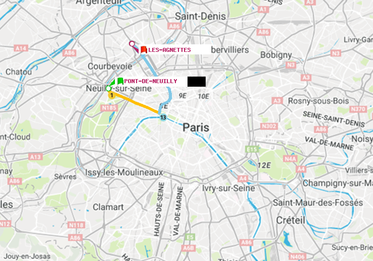 plan itinéraire ratp de Pont de Neuilly à Les Agnettes