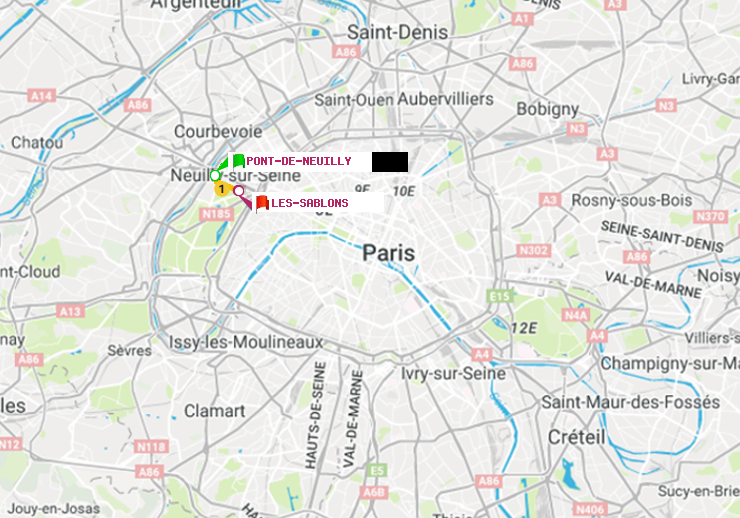 plan itinéraire ratp de Pont de Neuilly à Les Sablons (Jardin d