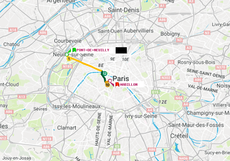 plan itinéraire ratp de Pont de Neuilly à Mabillon