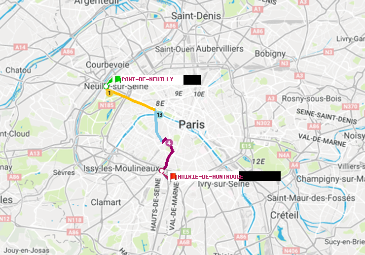 plan itinéraire ratp de Pont de Neuilly à Mairie de Montrouge