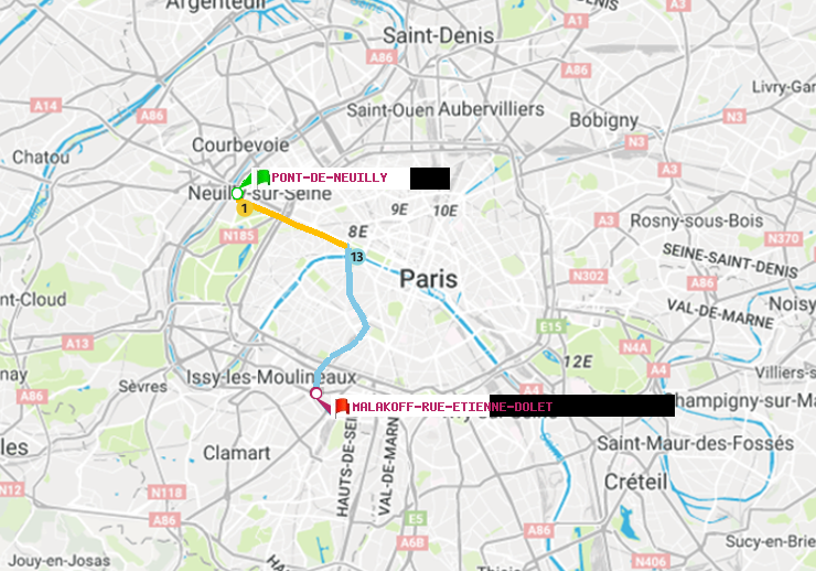 plan itinéraire ratp de Pont de Neuilly à Malakoff-Rue Etienne Dolet