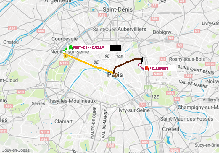 plan itinéraire ratp de Pont de Neuilly à Pelleport
