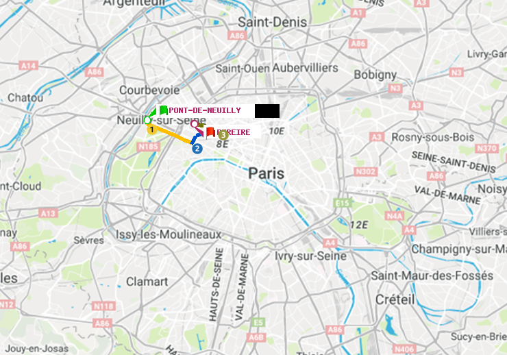 plan itinéraire ratp de Pont de Neuilly à Péreire