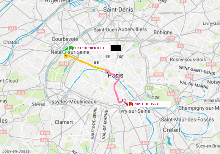 plan itinéraire ratp de Pont de Neuilly à Porte d