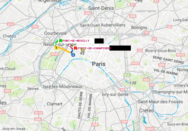 plan itinéraire ratp de Pont de Neuilly à Porte de Champerret