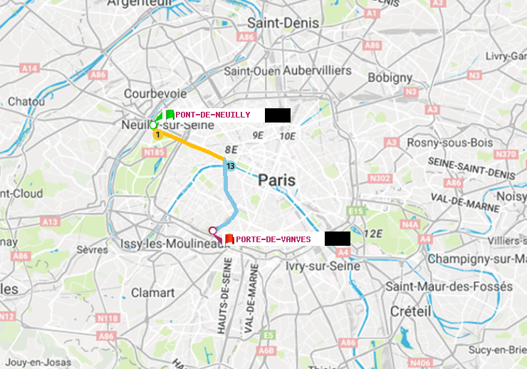 plan itinéraire ratp de Pont de Neuilly à Porte de Vanves