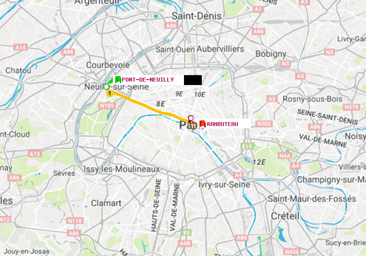 plan itinéraire ratp de Pont de Neuilly à Rambuteau
