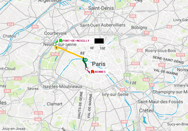 plan itinéraire ratp de Pont de Neuilly à Rennes