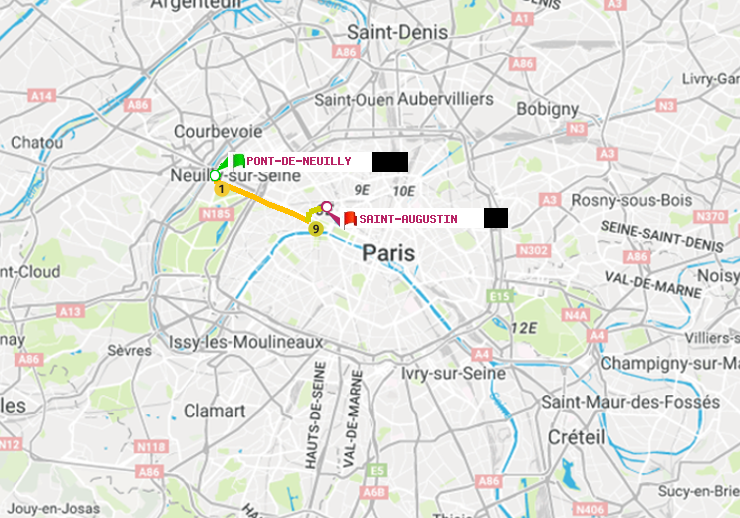 plan itinéraire ratp de Pont de Neuilly à Saint-Augustin