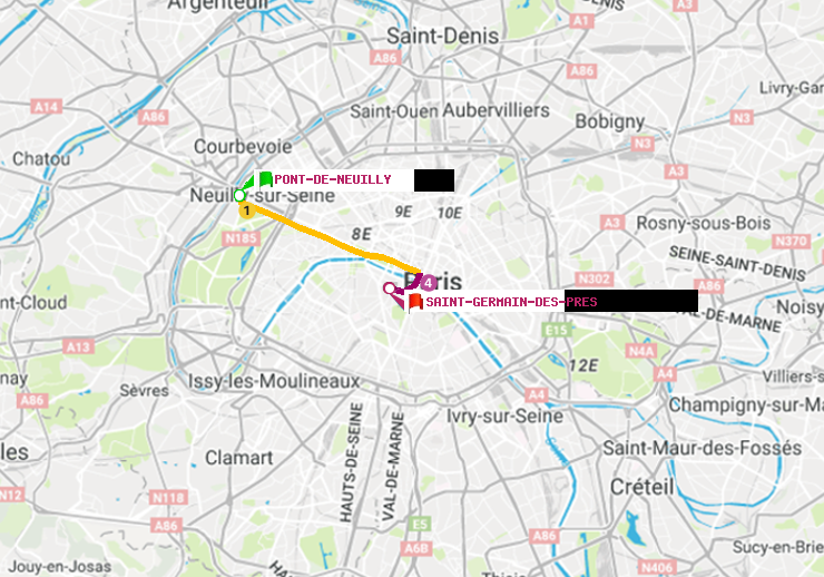 plan itinéraire ratp de Pont de Neuilly à Saint-Germain des Prés