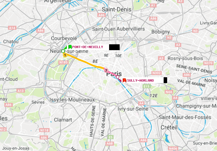 plan itinéraire ratp de Pont de Neuilly à Sully-Morland