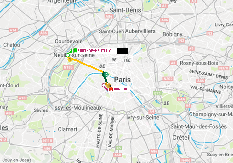 plan itinéraire ratp de Pont de Neuilly à Vaneau