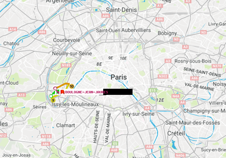 plan itinéraire ratp de Pont de Sèvres à Boulogne-Jean-Jaurès