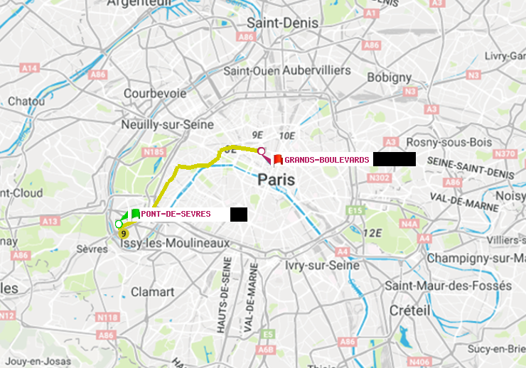 plan itinéraire ratp de Pont de Sèvres à Grands Boulevards