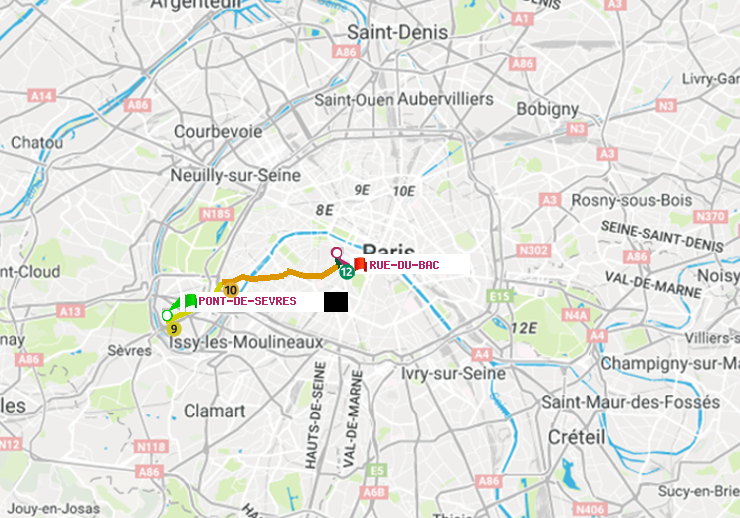 plan itinéraire ratp de Pont de Sèvres à Rue du Bac
