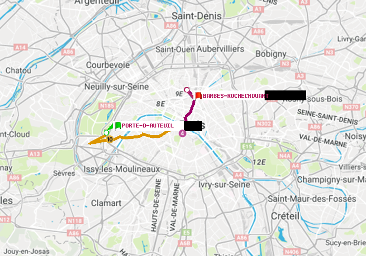 plan itinéraire ratp de Porte d