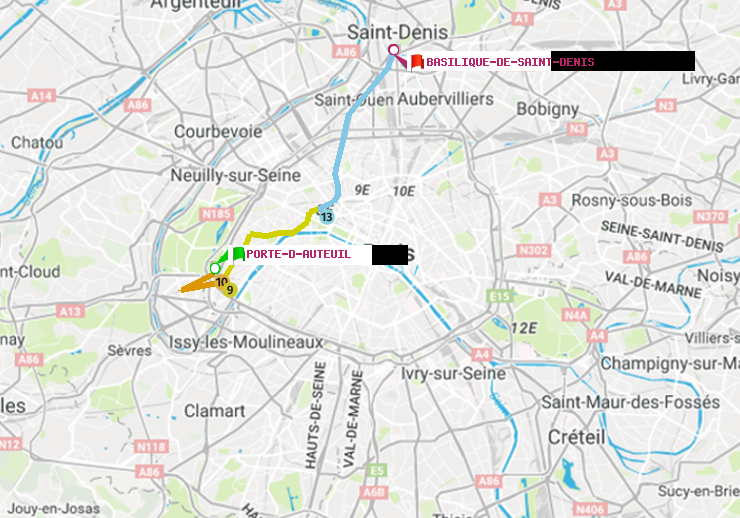 plan itinéraire ratp de Porte d