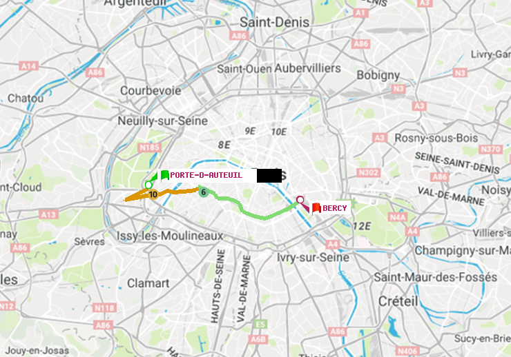 plan itinéraire ratp de Porte d
