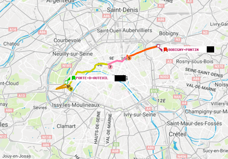 plan itinéraire ratp de Porte d