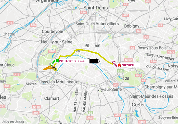 plan itinéraire ratp de Porte d