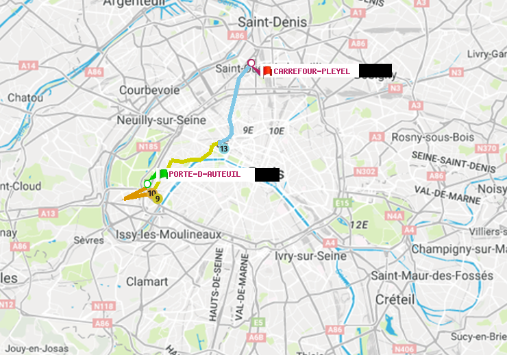 plan itinéraire ratp de Porte d