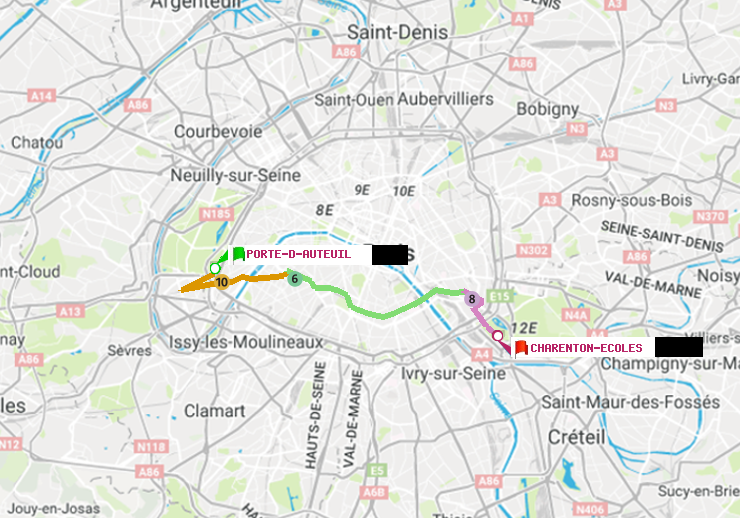 plan itinéraire ratp de Porte d