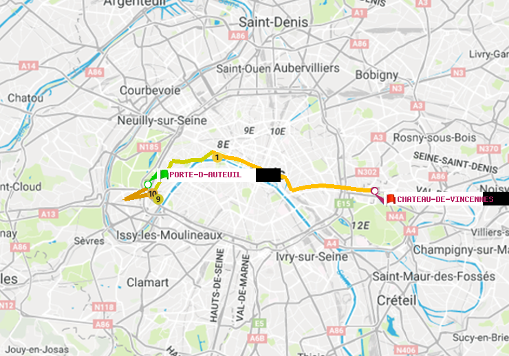 plan itinéraire ratp de Porte d