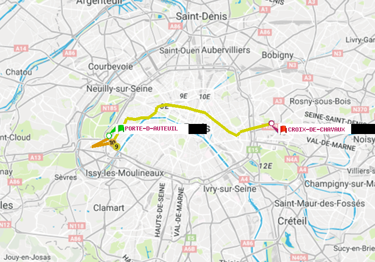 plan itinéraire ratp de Porte d