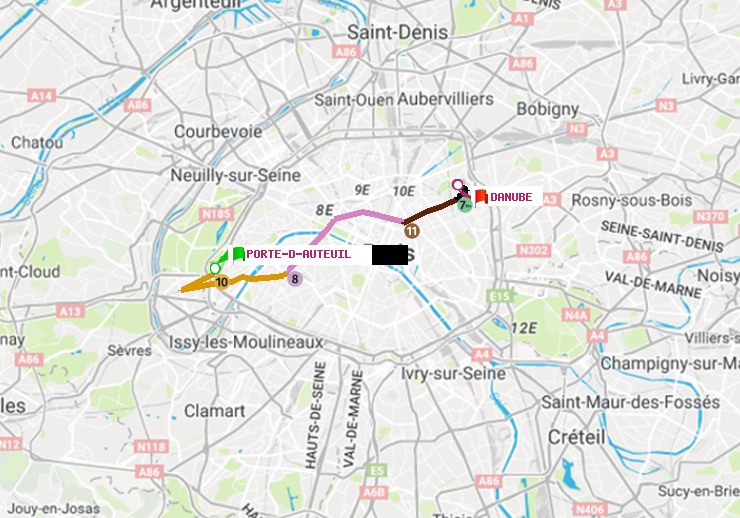 plan itinéraire ratp de Porte d
