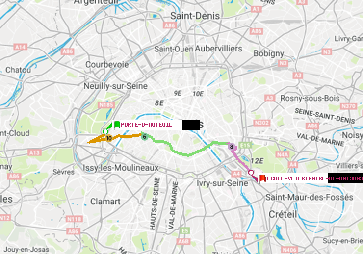 plan itinéraire ratp de Porte d